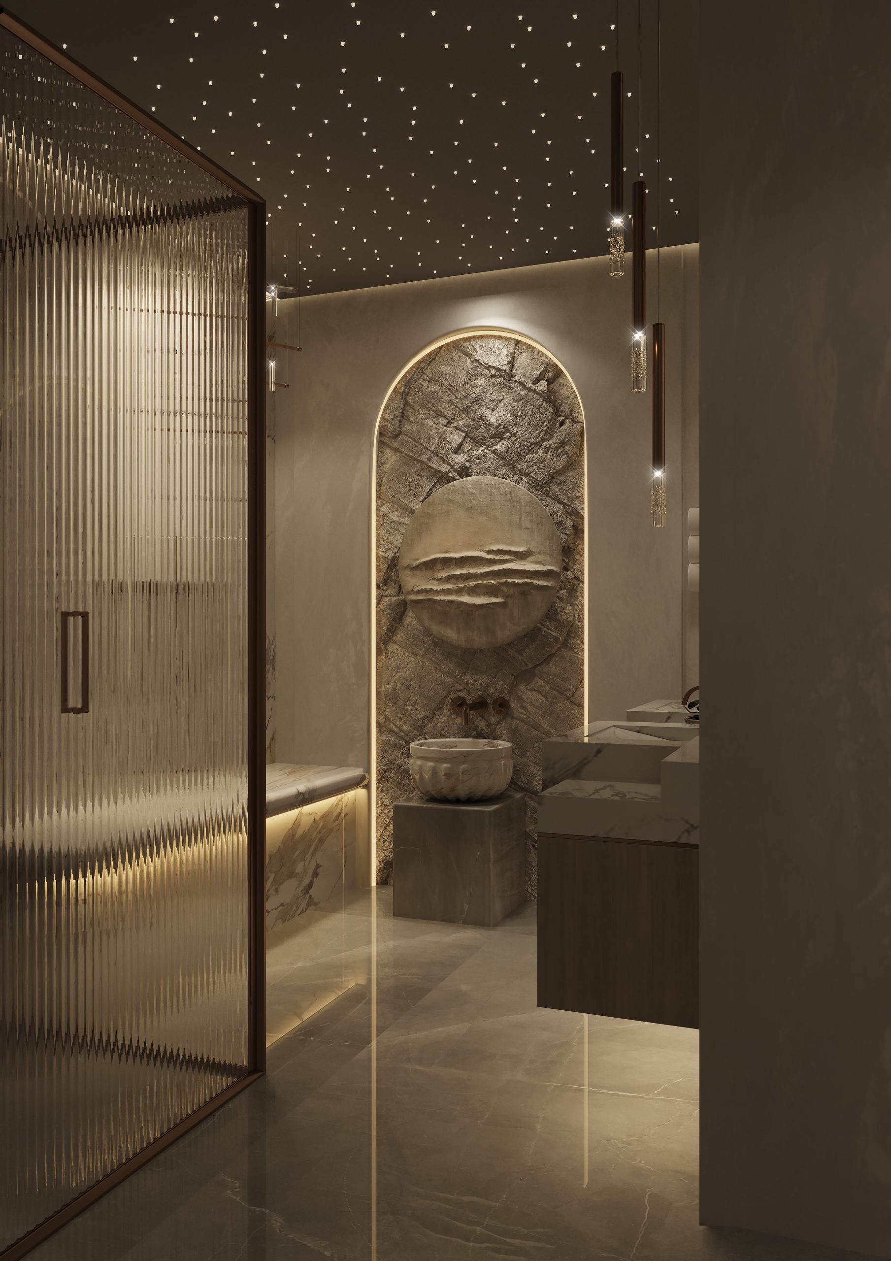 verlichting luxe hammam badkamer